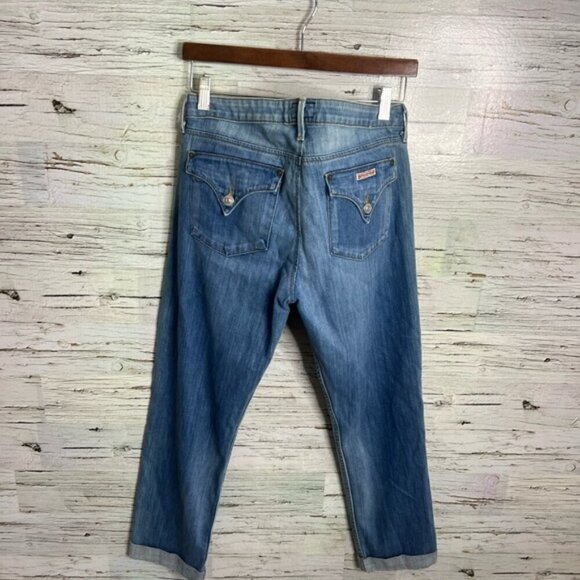 Hudson Jeans Womens size 29 Blue Straight Crop Cuff Flap pockets Low Rise - Picture 7 of 9